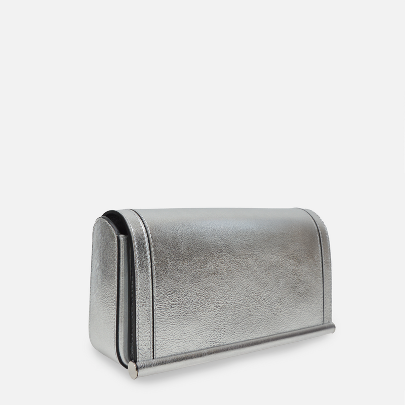 Temple Silver Clutch by Susan Szatmáry. Luxury minimalist evening bag.