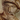 Close-up of a carved stone or plaster bust from michelangelo sculpture , with warm beige and brown tones against a matching background.