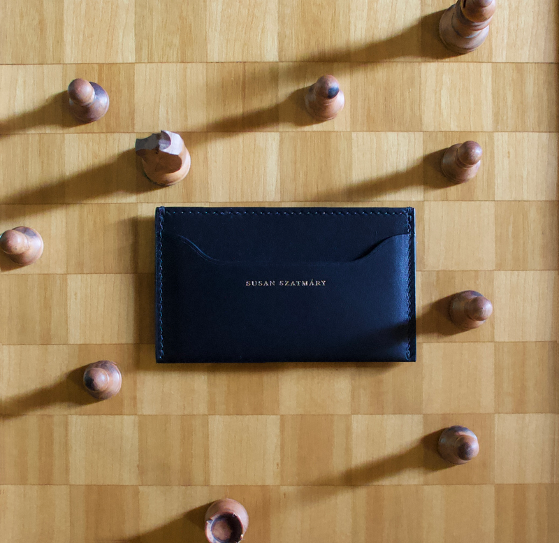 Susan Szatmáry Alma Marceau card holder in smooth calfskin leather, inspired by Palais Galliera architecture. Authentic Scandinavian design handcrafted in Italy.